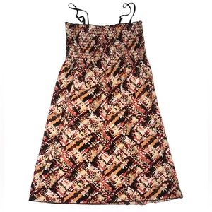 Digital abstract dress OS orange criss cross glitch pixel pattern midi dress